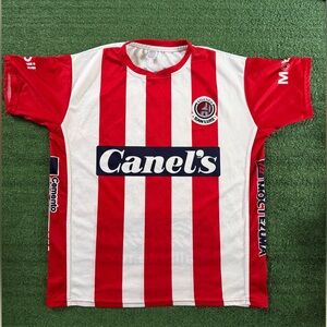 Atlético San Luis Red White Stripped Soccer Jersey  Large